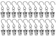 Heavy Duty Stainless Steel Metal Clips with Hooks for Curtain, Photos, Art Craft Hanger Hanging Clips Home Decoration(20 Pack),Sliver