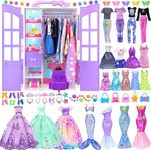 98 Pcs Doll Closet Wardrobe Doll Clothes and Accessories for 11.5 inch Doll Fashion DIY Design Kit