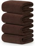 Microfiber Bath Towel for Bathroom,60 x 30 in,Super Absorbent, Quick Dry, Pack of 4 (Dark Brown)