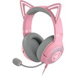 Razer Kraken Kitty V2 USB Wired RGB Headset: Chroma Kitty Ears - Stream Reactive Lighting - HyperClear Cardioid Mic - TriForce 40 mm Drivers - 7.1 Surround Sound - Quartz Pink