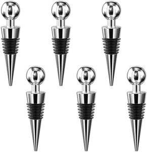 Lectorias 6 Tappi per Bottiglie Vino, Tappo Vino Sottovuoto in Plastica, Tappo per Spumante Riutilizzabili a Prova di Perdite Adatto per Vino Rosso, Champagne, Prosecco, Vino Frizzante (Argento)