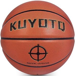 KUYOU Official Size 7 Indoor Outdoor Basketball for Ages 12+, Soft Composite Leather Super Grip, Basketball Size 7 Classic Brown - Fun Play & Long-Lasting(Deflated)