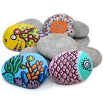 10 Pcs Beach Pebbles for Painting, 5-8cm Flat River Rocks Marble Gravel Natural Painting Pebbles Stones for Crafts, Arts and Garden Decoration - Smooth and Flat