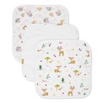 Haus and Kinder Baby Washcloths - Pack of 3 | Soft Infant Towels | Newborn Bath Washcloths | Cute Baby Washcloth Set | Colorful Baby Washcloth Bundle | Safari Blossom | White