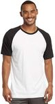 TOP PRO Men's Short Sleeve Baseball Tee Shirt (XL, Black/White)