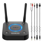 [Upgraded]1Mii B06TX Bluetooth 5.3 Transmitter for TV to Headphones, Long Range Bluetooth Audio Transmitter w/Volume Control, Digital Optical TOSLINK Coaxial RCA 3.5mm Audio for TV, aptX Low Latency