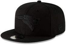 New Era NFL 9FIFTY Black On Black Adjustable Snapback Hat Cap One Size Fits All, New England Patriots Black, One Size