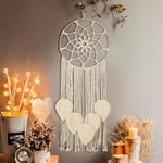 Nice Dream Macrame Dream Catcher Large Dream Catchers for Bedroom Boho Wall Hanging Decor with 5 Woven Leaves Tassels Home Decoration Ornament