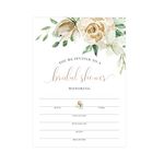 Cream Floral Fill-in Bridal Shower Invitation/Set of 25 Cards with White Envelopes/Elegant Watercolor Invite