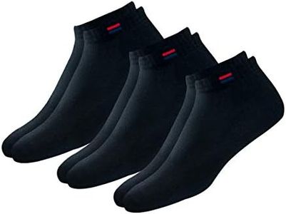 NAVYSPORT Socks for Men Solid Ankle Length Cotton Socks, Free Size, Pack of 3 (Black)
