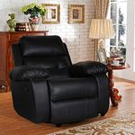 Alcanes Imperial Recliner, Ultra Comfortable and Durable Ergonomic Single Seat Reclining Sofa, Living Room Recliner Chair with Thickened Padded Arm/Back, Leatherette, Black Color