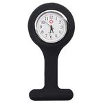 TRIXES Silicone Nurse Fob Watch with Brooch - Black