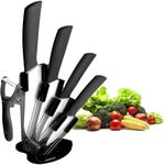 CORESLUX Ceramic Knife Set, Kitchen Chef Knife Set Vegetable Bread Knife Super Sharp Five Piece, 6"Chef Knife, 5"Utility Knife, 4"Fruit Knife, 3"Paring Knife, 1''Peeler, Rust Proof Stain Resistant