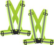 HOAOH 2 Pack Reflective Safety Vests for Cycling Motorcycle 360° High Vis Reflective Strap, Lightweight, Elastic and Adjustable Reflective Vest for Outdoor Walking Jogging Running - Green