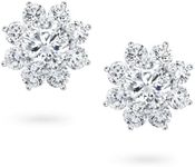 GIRIOIZ High-Carbon Diamond Stud Earrings Brilliant Round Cut Lab Created Diamond S925 Sterling Silver Hypoallergenic Stud Earrings for Women (White)