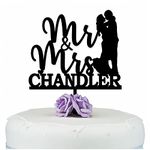 Wedding/Anniversary Cake Topper Decoration Fully PERSONALISED - Personalise with ANY SURNAME - MR & MRS - Food Safe Acrylic Cake Decoration - Made from Strong 3mm Coloured Acrylic - Different Colours