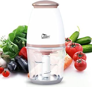 Uten Mini Chopper Electric Food Processor, 700ml Meat Grinder, Mini Chopper for Meat, Vegetables and Fruits, One Touch Operation Blenders for Kitchen, 4 Sharp Blades, 300 W