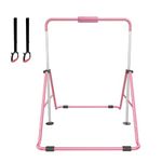 GYMMAGE Adjustable Gymnastics Bar with Pad, Junior Training Kip Bar, Folding, Pink