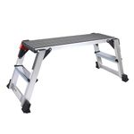 LEADALLWAY Aluminum Work Platform 38"x15" Large Size Step Stool Folding Portable Work Bench with Non-Slip Mat Capacity 660 LBS Heavy Duty