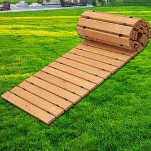 KUAGINZUHE Wooden Garden Pathway Outdoor Roll Up Walkway Cedar Wood | Natural cedar walkway with anti-slip surface. Roll-up design for gardens, patios and muddy areas.