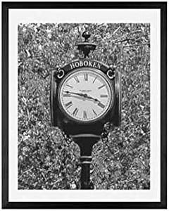 Black and White Hoboken New Jersey Antique Clock Art Print Framed Photograph Industrial Modern Art Home Decor Photograph Framed wall art