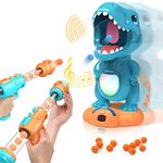 EagleStone Movable Dinosaur Shooting Toys Target Shooting Games for 5 6 7 8 9 Years Old Boys, Kids Gifts Toys w/ 2 Air Pump Guns& 48 Foam Balls, LED Score Record, Sound