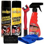 Kangaroo® Chain Lube Spray & Chain Cleaner Lubricant Spray(500 ML Each) with Chain Cleaner Brush Car and Bike Polish Shiner(200 ML) 1 Microfiber Cloth with Foam Applicator