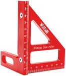 WEITARI 45/90 Degree Triangle Ruler Scriber, Woodworking Square Protractor, Aluminum Alloy Miter Triangle Ruler High Precision Layout Measuring Tool, Multi-Purpose Triangle Ruler for Carpenter (Red)