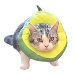 Amakunft Adjustable Cat Cone Collar Soft, Cat Recovery Collar, Cute Avocado E Collar for Cats After Surgery, Cat Neck Cones to Stop Licking for Cat/ Kitten/ Small Dog