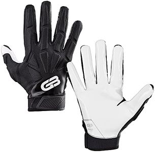 Grip Boost Raptor Adult Padded Hybrid Football Gloves (Black, Adult Small)