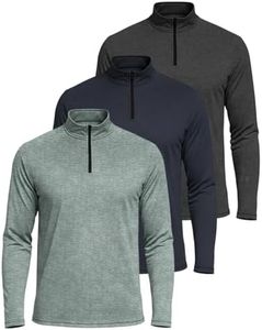 Real Essentials Mens Big and Tall King Size Quarter 1/4 Zip Pullover Long Sleeve Athletic Dry Fit Shirt Gym Running Golf Half Zip Top Workout Sweatshirts Sweater Jacket, Set 5, 5X Tall, Pack of 3