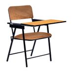 Spacecrafts Folding Cushion Study Chair | Space Saving | Desk Chair | Powder Coated With Cushion | Brown (With Writing Pad) - Mild Steel