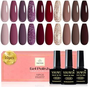 Yueshop Gel Nail Polish,10 Colors Burgundy Dark Red Champagne Gold Dark Purple Glitter Brown Winter Gel Polish,Gel Nails Soak Off UV LED Nail Art Varnish Kit For Beginner DIY Salon Home,8ml