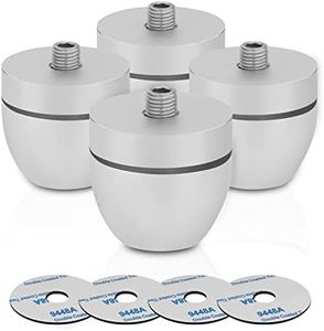 Soportes de aislamiento de altavoces de alta gama de 33 x 30 mm de aluminio sólido con bolas de acero inoxidable, amortiguador de vibración, para altavoces HiFi Audio Amplifier DAC CD (plata, 4