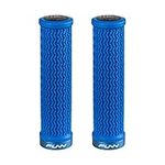 Funn Holeshot Mountain Bike Grips with Single Lock On Clamp, Lightweight and Ergonomic Bike Handle Grips with 22 mm Inner Diameter, Hardened End Bicycle Handlebar Grips for MTB/BMX (Blue)