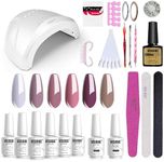 Vishine Gel Nail Polish Starter Kit with 48W SUNOne UV LED Nail Lamp Speed Dryer Manicure Tools 6 Pretty Colors Gel Polish Base and Top Coat #03