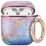 OLEBAND Airpod Case Cover with Keychain and Cute Skin,Hard and Shockproof iPods Case Cover for Women and Girls,Accessory Sets Air pod 2 and 1(Crack Marble)