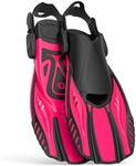 EMSINA Short Fins |Buckles Open Heel Swim Flippers | Size 36-47 | Adjustable Snorkel fins | Snorkeling Diving Swimming Adult Men Womens |+Travel Bags(FINSPinkB_SM)