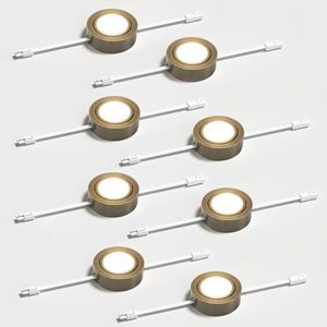 AIBOO Swivel Puck Lights, Dimmable 120V LED Under Cabinet Lighting,Hardwired/Plug in for Kitchen, Closet, Display Cabinet, Shelf(Warm White/3000K) (Bronze, 8, Pack)