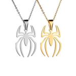 Houpotao 2 PCS Spider Pendant Necklaces Set Stainless Steel Lightweight Hypoallergenic Hippie Superhero Jewelry for Spider Fans Silver Gold