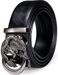 Barry.Wang Dragon Belt for Men Genuine Leather with Automatic Buckle Black Business Belt Gift Novelty