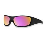 Bloomoak Super Dark Lens Black Polarized Sunglasses | Wrap Around Sport Sunglasses Unisex | UV400 | CAT 4 | For photophobia(Sensitive Eyes) (Forest Green/Pink Mirrored)