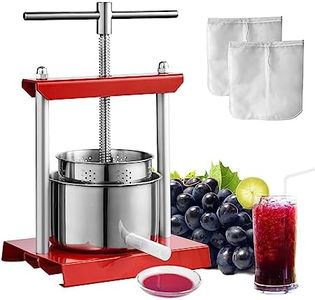 Tumopu Fruit Wine Press, 5.5L, 2 Stainless Steel Barrels, Manual Juice Maker, Cider Apple Grape Tincture Vegetables Honey Olive Oil Making Press with T-Handle for Outdoor, Kitchen, and Home