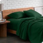 Bare Home Flannel Sheet Set 100% Cotton, Velvety Soft Heavyweight - Double Brushed Flannel - Deep Pocket (Queen, Forest Green)