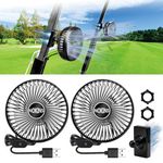 NOKINS 2 PCS Golf Cart Fan, Portable Magnetic Fans for Golf Cart EZGO Club Car Yamaha, Low Noise Designed and 3-speed Settings 360° Rotatable with Magnetic Mount Base&USB Input