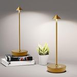 SHANGCAI Cordless Table Lamps Rechargeable, 6000mAh Battery Operated LED Desk Lamp Outdoor Waterproof Portable Touch Dimmable Table Night Light for Patio Restaurant Dining Home Set of 2 Bronze