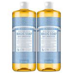 Dr. Bronner's Magic Soaps Pure-Castile Soap, 18-in-1 Hemp Unscented Baby Mild, 32-Ounce Bottles (Pack of 2)
