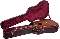 Crossrock Hard-Shell Wooden Guitar Case Fits Dreadnought Acoustic Guitars (Including J45)-Stainless Steel Latches, Sponge Lining, Storage Space - Vintage Brown(CRW620DBR)