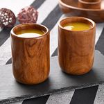 WOODENCLAVE Wooden Glasses for Drinking Multipurpose Tumbler Set of 4 Glass for Juice, Mocktail, Milk, Lassi Drinks (Natural Brown)