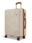 Safari Pentagon Pro 8 Wheels 75cm Large Size Trolley Bag, Hard Case Polypropylene, 360º Wheeling Check in Luggage, Suitcase for Travel, Trolley Bags for Travel, Luxury Beige